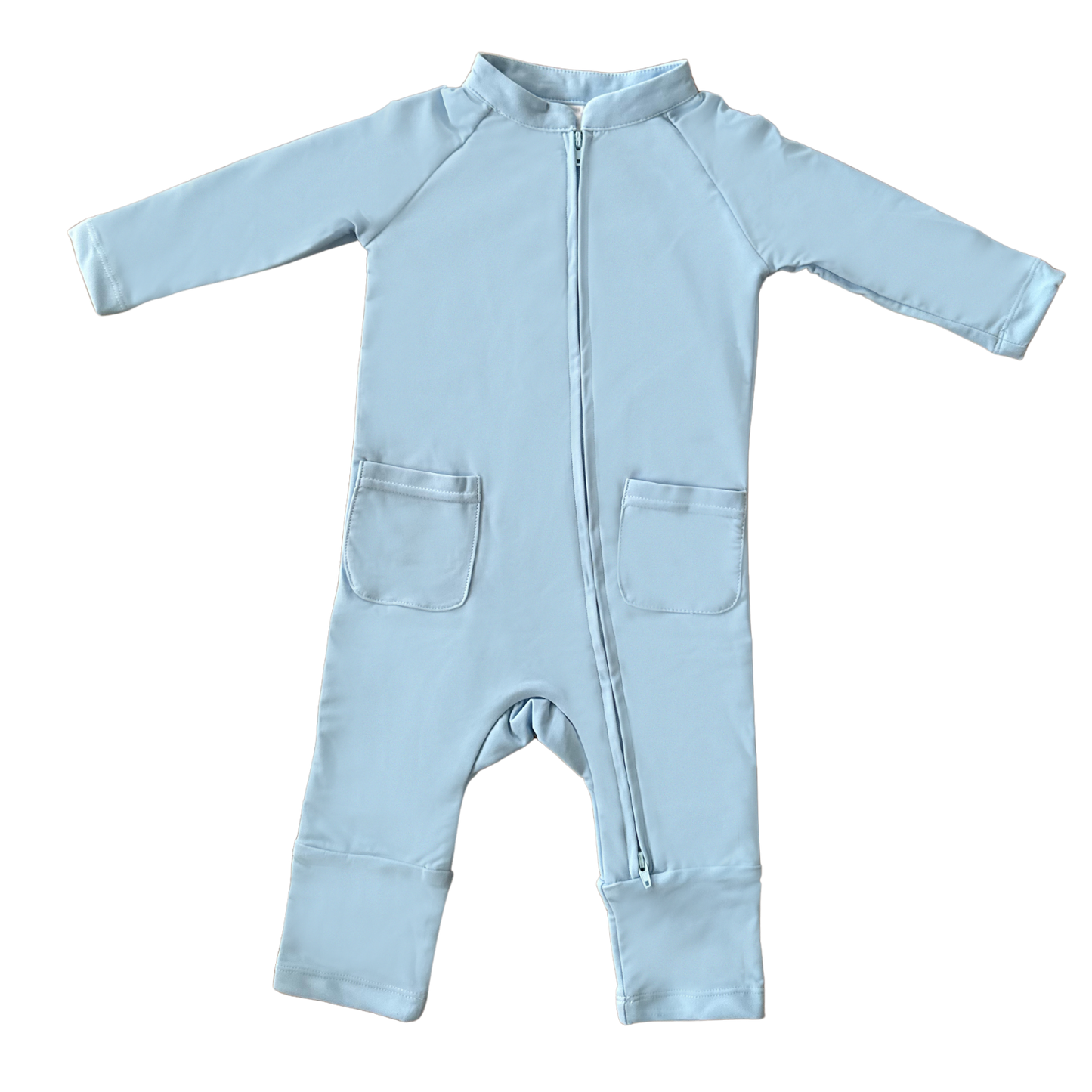 Eczema Friendly Powdered in Blue Bamboo Full Coverage Swimsuit - Baby & Toddlers