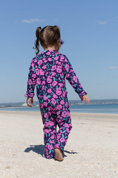 Eczema Friendly Pink Flora Bamboo Full Coverage Swimsuit - Kids, Toddlers & Babies