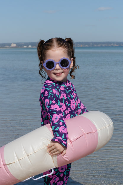 Eczema Friendly Pink Flora Bamboo Full Coverage Swimsuit - Kids, Toddlers & Babies