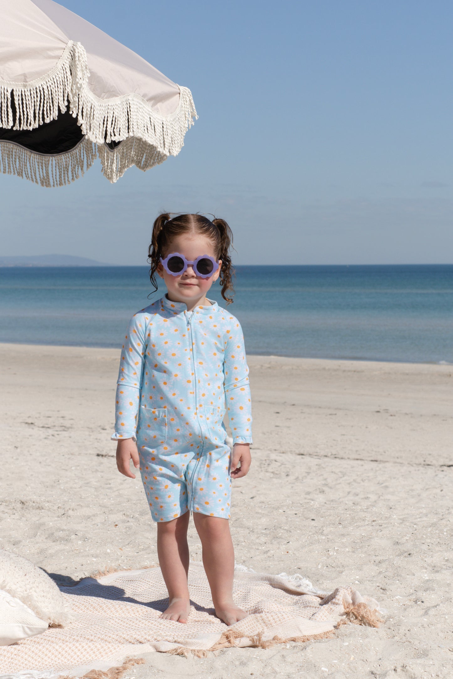 Shortie Eczema Friendly Daisy Flow Bamboo Swimsuit- Kids, Toddlers & Babies