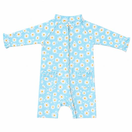 Shortie Eczema Friendly Daisy Flow Bamboo Swimsuit- Kids, Toddlers & Babies