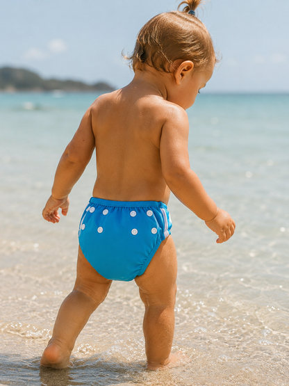 Bamboo Swim Nappy Adjustable Reusable Eczema Friendly Blue Lagoon