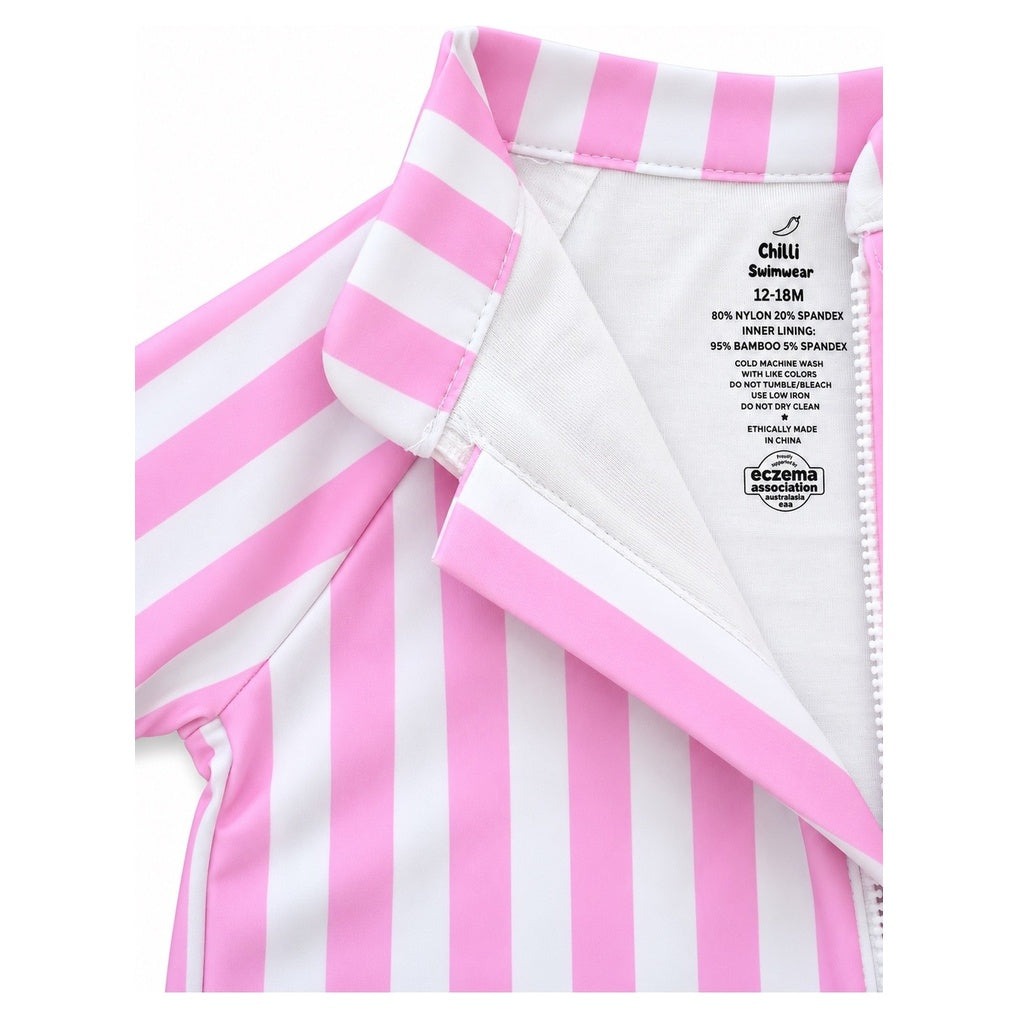 Shortie Eczema Friendly Candy Stripes Bamboo Swimsuit - Kids, Toddlers & Babies