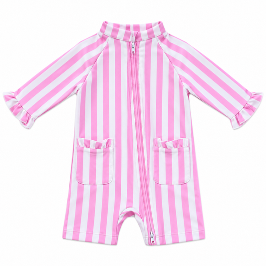 Shortie Eczema Friendly Candy Stripes Bamboo Swimsuit - Kids, Toddlers & Babies