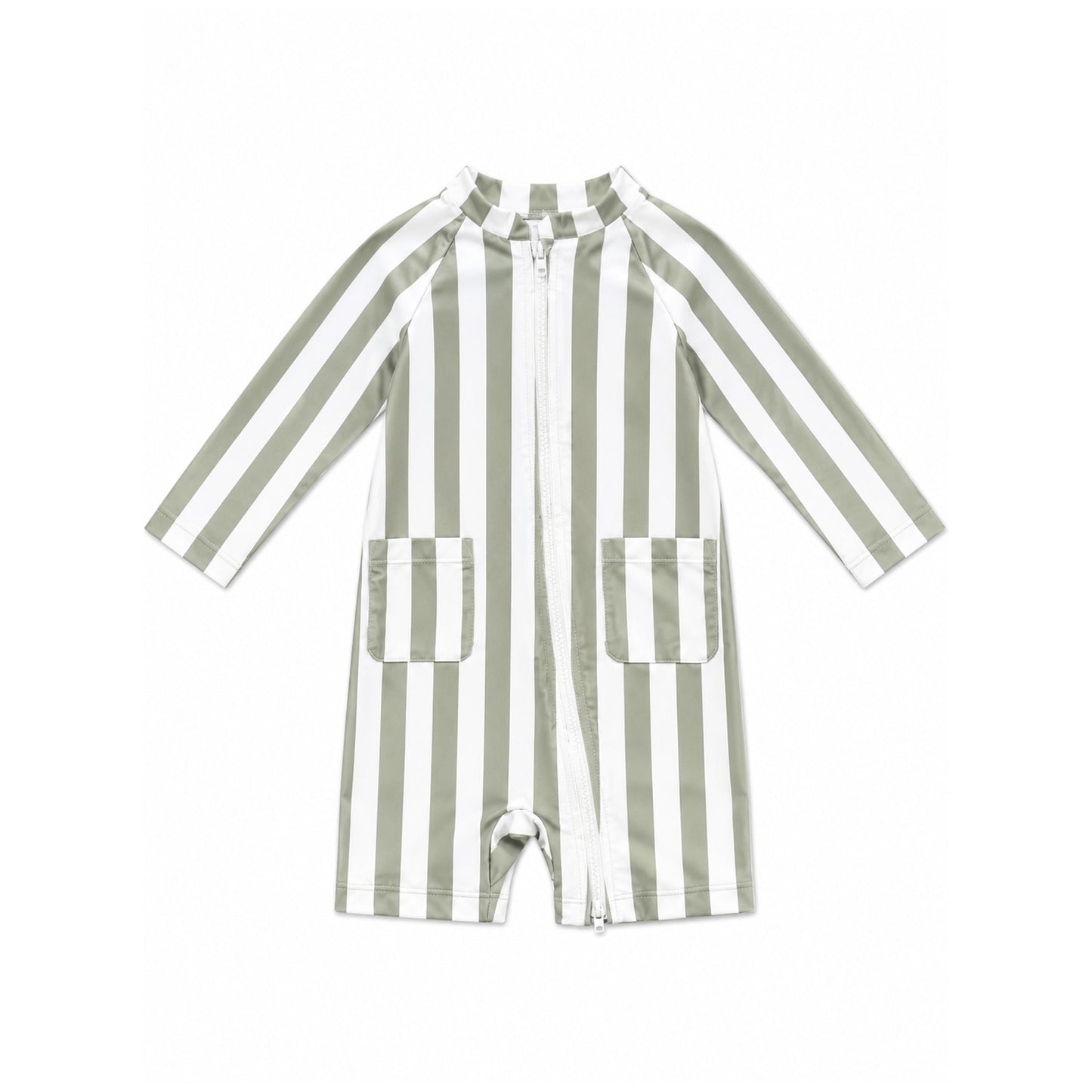 Shortie Eczema Friendly Sage Stripes Bamboo Swimsuit - Kids, Toddlers & Babies