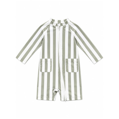 Shortie Eczema Friendly Sage Stripes Bamboo Swimsuit - Kids, Toddlers & Babies